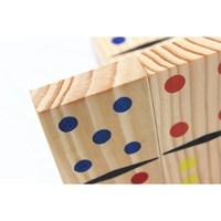 Vente en gros OEM Promotion Ensemble de jeu de dominos multicolores personnalisés pas chers dans une boîte en bois Jouets éducatifs pour enfants Jeu intérieur et extérieur