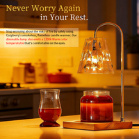 Lampe chauffe-cire élégante et réglable en bois, métal et acrylique avec minuterie pour l'aromathérapie