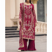 Ensemble Anarkali en coton brodé marron avec dupatta, coupe ample, tenue traditionnelle indienne et pakistanaise pour mariage, longueur cheville pour femme