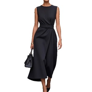 Dropshipping Shopify Plus Size Womens Sleeveless Crew Neck Maxi <b>Dress</b> Solid Color Casual <b>Loose</b> Fit Summer Long - Product Image 1