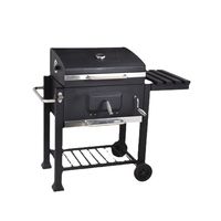Barbecue fumoir de jardin carré grand format le plus vendu avec roues, plateau à cendres réglable en hauteur et support de rangement pour 7-8 personnes