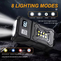 Lampu Gantungan Kunci LED Mini Multifungsi dengan Tampilan Daya, Senter Portabel Isi Ulang dengan Magnet di Ujung, Lampu Kerja, Lampu Camping