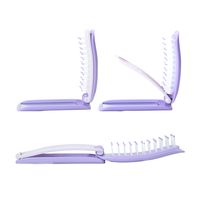 Petite brosse de poche violette, brosse de voyage pliable, peigne de massage rétractable avec miroir pour la maison
