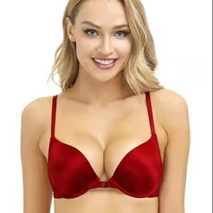 Soutien-gorge en soie brillante pour femmes, <span class=keywords><strong>taille</strong></span> américaine, soutien-gorge push-up rembourré, soutien-gorge à bonnet complet, soutien-gorge réglable - Product Image 1
