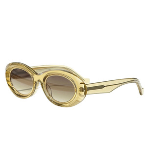 Gafas de sol retro con montura ovalada, lentes degradados en tono marrón de acetato, protección UV400, unisex, tipo 3, LW40190F - Product Image 5