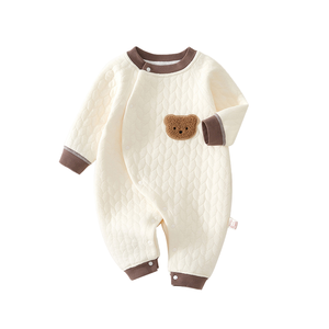 ชุดนอนเด็กอ่อนแขนสั้นลายสมอเรือน่ารัก ผ้าฝ้าย 100% ระบายอากาศ ป้องกันแบคทีเรีย ติดกระดุมแป๊ก ไซส์ 0-3 เดือน - Product Image 1