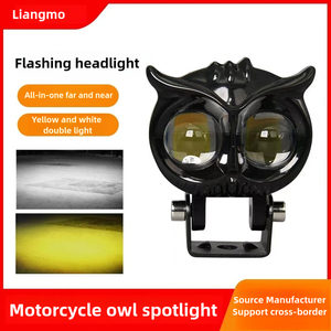 Vente chaude phares de moto modifiés feux de conduite blancs et jaunes projecteurs <span class=keywords><strong>LED</strong></span> hibou épais bicolores - Product Image 2