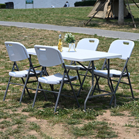 Ensemble table et chaises en plastique Senruihome, table pliante en plastique, table pliante de 8 pieds