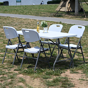 Set Tavolo e Sedie in Plastica Senruihome, Tavolo Pieghevole in Plastica <span class=keywords><strong>da</strong></span> 8 Piedi - Product Image 4