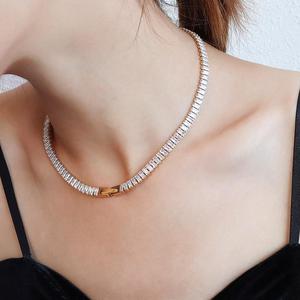 Vintage-Stil Messing 18K Vergoldete 6mm Kubische Zirkonia Iced Tennis Gliederkette 18/20/<span class=keywords><strong>22</strong></span>/24 Zoll Regenbogen Modische Damenkette - Product Image 1