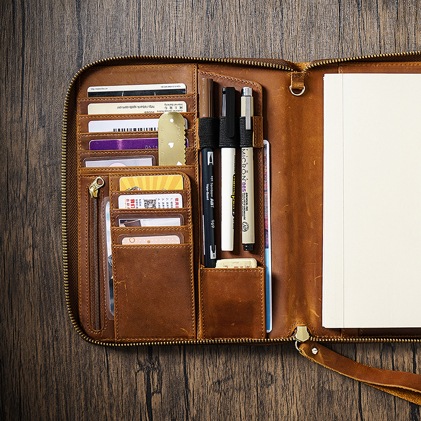 Leather Zippered A5 Notebook Folio - Perfect Planner Cover