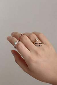 Juego de anillos de pareja de pulgar de <span class=keywords><strong>Luna</strong></span> y sol chapados en oro de Plata de Ley 925 para mujer - Product Image 5