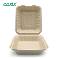 Boîte à lunch écologique sans BPA, biodégradable, compostable, jetable, compatible micro-ondes, pour usage en restaurant, conteneur alimentaire en bagasse 200C