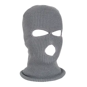 Full Face Cover Knitted Winter Warm Face Mask Hood Custom Made Knitted Men 3 Hole Balaclava Full Face Winter Beanies With Mask