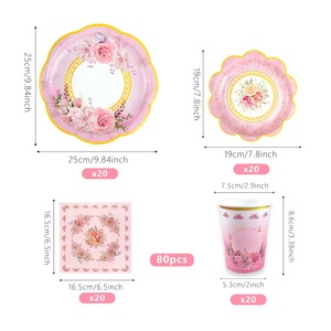 Juego de Vasos y Bandejas de Papel Desechables con Diseño de Flores Personalizado para Decoración de Fiestas de Té, Fiestas en el Jardín, Bodas, Bautizos, Cumpleaños - Product Image 4