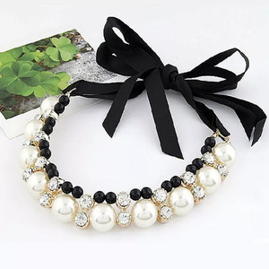 Terbaru aksesoris hewan peliharaan pita gaya mutiara hewan peliharaan kerah ikatan simpul kucing dan kalung anjing - Product Image 1