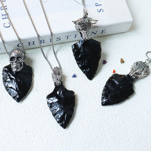 Venta al por mayor colgante de flecha de obsidiana colgante de piedra original de cristal negro con decoración <span class=keywords><strong>para</strong></span> <span class=keywords><strong>boda</strong></span> y fiesta - Product Image 3