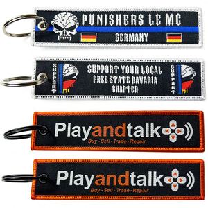 Fabric Gift Embroidery Jet Tag Keyring Motorcycle <b>Key</b> Chain <b>Custom</b> Logo Car Moto Embroidered Keychains - Product Image 2