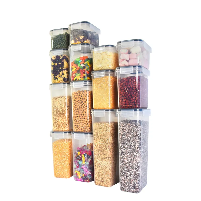 7 Pcs set Plastic AirTight Food Storage Containers Transparent Sealed Cans Locking Lid Food Containers Food Grade Small Contai