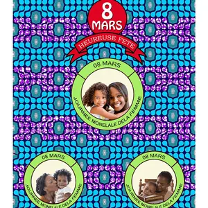 Journee Internationale De La Femme 08 Mars 100% desain pelanggan katun lilin kain cetak Afrika