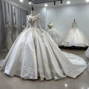 Jancember XS187 Royal Ivory satén tul tela perlas vestidos de novia vestidos para niñas - Product Image 3