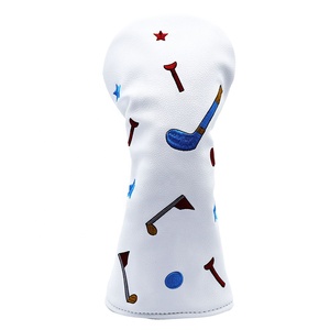 Ensemble <span class=keywords><strong>de</strong></span> 3 housses <span class=keywords><strong>de</strong></span> tête <span class=keywords><strong>de</strong></span> club <span class=keywords><strong>de</strong></span> golf portables, blanches, avec motif <span class=keywords><strong>de</strong></span> tee brodé et en cuir PU, thème golf - Product Image 3
