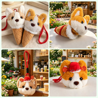 Jouets à mâcher en peluche personnalisés OEM en forme de chien Corgi, porte-clés vocal en peluche avec compartiment caché pour friandises / Jouet en peluche doux avec corde pour enfants