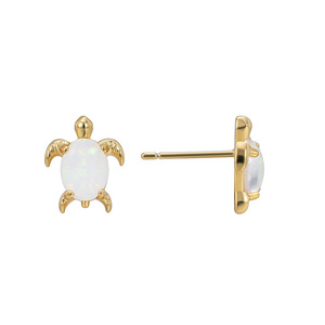2024 Trendy Unisex Turtle <b>Stud</b> <b>Earrings</b> 14K Gold Plated <b>Opal</b> Stone Animal Fashion Jewelry Brass Material Gifts Wholesale - Product Image 5