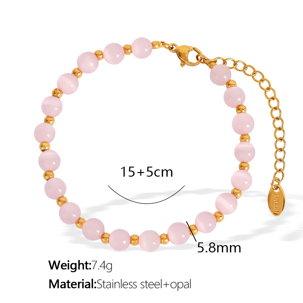 SL54 Pink Cat's Eye Gold Bracelet