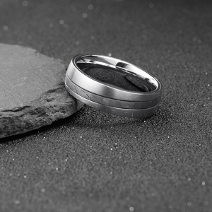 Anelli Nuziali in Titanio Antiossidante con Vero Meteorite, Stile <span class=keywords><strong>Re</strong></span> e Regina per Coppie - Product Image 4