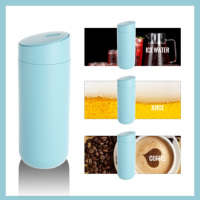 Gobelet isotherme en acier inoxydable 304 bleu ciel, ensemble de 3 couvercles, pour boissons chaudes/froides, thé, café, jus, gobelet sous vide, cadeau pour enfants et adultes