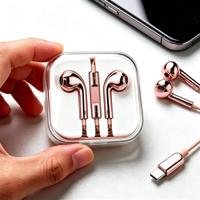 Écouteurs filaires Type C en chrome argenté, écouteurs en chrome doré, écouteurs en métal chrome rose, écouteurs filaires