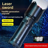 Lampe torche laser en alliage d'aluminium blanc, haute puissance, rechargeable, portable, multifonction, affichage numérique, double interrupteur, zoom 46800