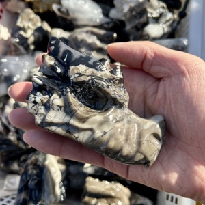 Cabeza de Dragón de Ágata Volcánica Tallada a Mano al por Mayor, <span class=keywords><strong>Piedra</strong></span> de Cristal Pulida, Modelo Artesanal para Decoración <span class=keywords><strong>del</strong></span> Hogar y Regalos - Product Image 1