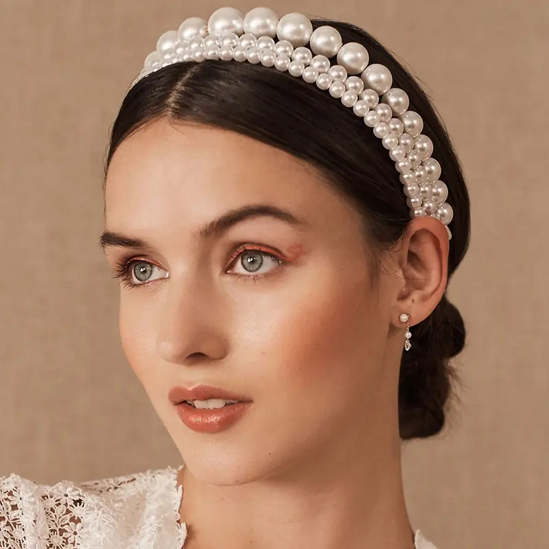 High Quality Pearl Hair hoop Three Piece Set Handmade Ladies Elegant Headbands Bridal Pearl Headband for Women