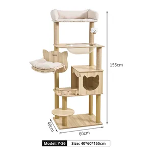 Combo de casa de árbol para gatos 3 en 1, trepador grande de madera para gatos con poste rascador, caja de arena y cápsula espacial - Product Image 6