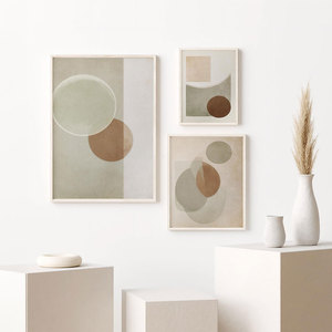 HAOWAI-Décoration murale moderne neutre en terre cuite beige, vert sauge, impression minimaliste, abstraite, imprimable, OEM/ODM - Product Image 5