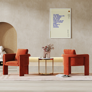 Chaise italienne nordique de luxe en tissu pour salon avec <span class=keywords><strong>accoudoir</strong></span> Chaise à coussin de dossier Combinaison de table basse Chaise de canapé de loisirs - Product Image 5