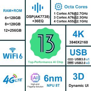 Écran tactile OLED sans fil de 12.3 pouces CarPlay Car Multimedia GPS Navigation <span class=keywords><strong>Android</strong></span> 13 <span class=keywords><strong>Backup</strong></span> Camera MP3 1 Year Dashboard - Product Image 2