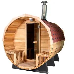 Top Sale Outdoor Canadian Red Cedar Barrel Sauna Spa Sauna With Wood Burning Sauna Stove
