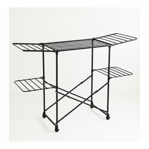 ราวตากแห้งสี่เหลี่ยมขนาดเล็กสีดำ, ราวตากผ้าอเนกประสงค์พร้อมราวตากแบบกว้างสำหรับใช้ในบ้านทุกวัน - Product Image 2