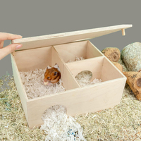 Maison pour hamster en bois massif multi-chambres durable, cage pliable moderne pour l'extérieur, abri respirant pour petits animaux