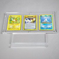 Présentoir de carte magnétique en acrylique transparent personnalisé avec base à 3 emplacements Support d'affichage Pokemoned MTG Cadres d'affichage de carte TCG
