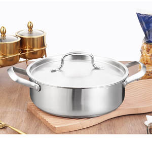 LECOS Factory Vente chaude Poêle à frire et à sauter à induction pour restaurant, Casserole en acier inoxydable avec couvercles entièrement métalliques - Product Image 3