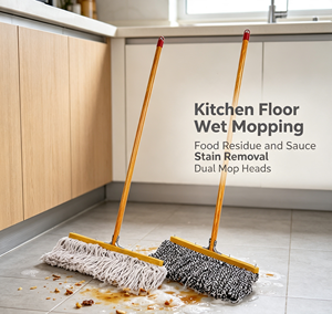 High Quality Durable Reusable Bulk Wooden Handle Large Cotton Flat <b>Mop</b> Sliding Wringing Wet <b>Dry</b> Cleaning <b>Mop</b> for Home Hotel - Product Image 3
