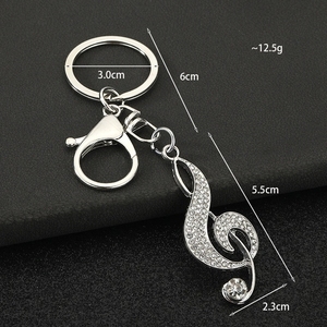 Porte-clés en gros avec strass et clé de sol, anneau porte-clés en cristal brillant avec note de musique, pendentif à thème musical avec fermoir mousqueton pour les amateurs de musique - Product Image 3
