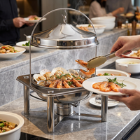 Luxe hotel feestrestaurant voedselveilige roestvrijstalen zilveren alcoholverwarmer met slimme digitale bediening en automatische uitschakeling voor veilig voedsel.