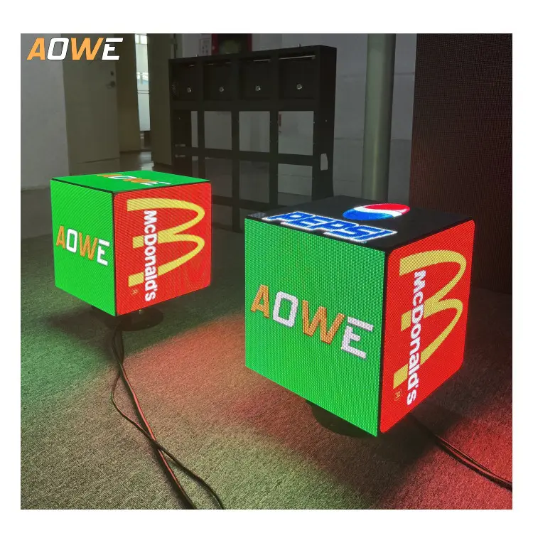 Smart control P2.5 outdoor indoor square LED screen creative wifi remotely control advertising led cube logo brand display