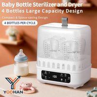Stérilisateur et sécheur de biberons 4 en 1, machine électrique pour réchauffer le lait et le yaourt, 4 biberons pour la crèche, la garderie, YOOHAN