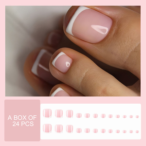 Faux Ongles d'Orteils de Luxe Style French <span class=keywords><strong>avec</strong></span> <span class=keywords><strong>Strass</strong></span> Papillon, Faux Ongles à Coller en ABS pour Salons de Nail Art - Product Image 3